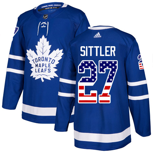 Adidas Maple Leafs #27 Darryl Sittler Blue Home Authentic USA Flag Stitched NHL Jersey